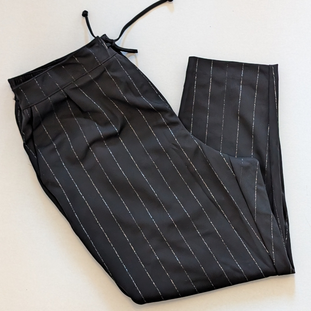 Penningtons Black And Silver Striped Pull On Pants Size X Plus Size